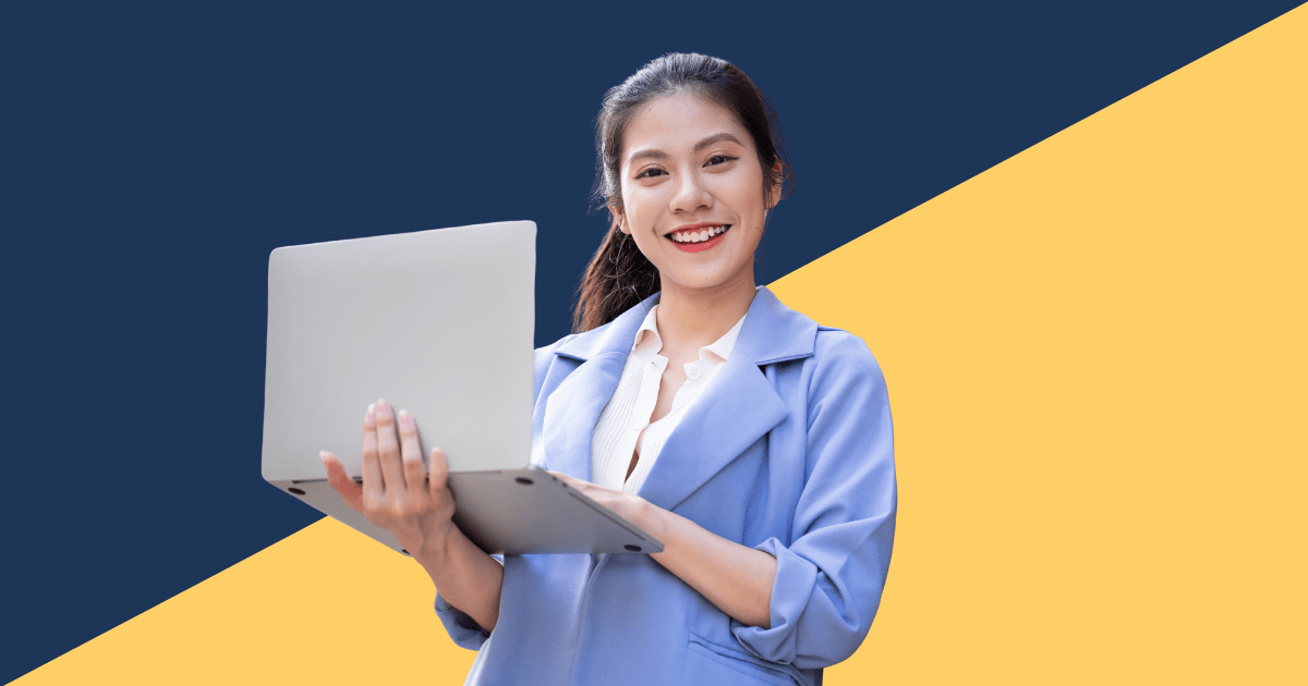 A Virtual Assistant Holding a laptop