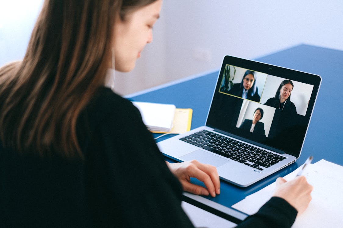 Remote worker using laptop from home office