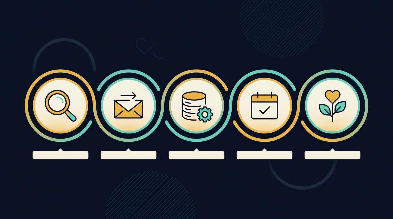 Five core workflow stages a sales virtual assistant runs across your funnel