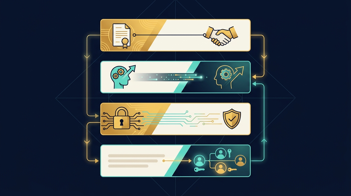 Four-layer HIPAA compliance setup: BAA, training, technical safeguards, role-based access