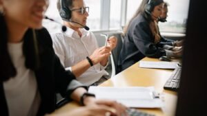 Filipino contact center team collaborating on customer support