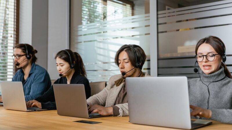 A team handling outsourced business operations in a BPO office