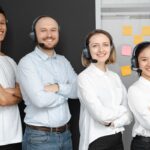 An outsourced customer service team handling support calls
