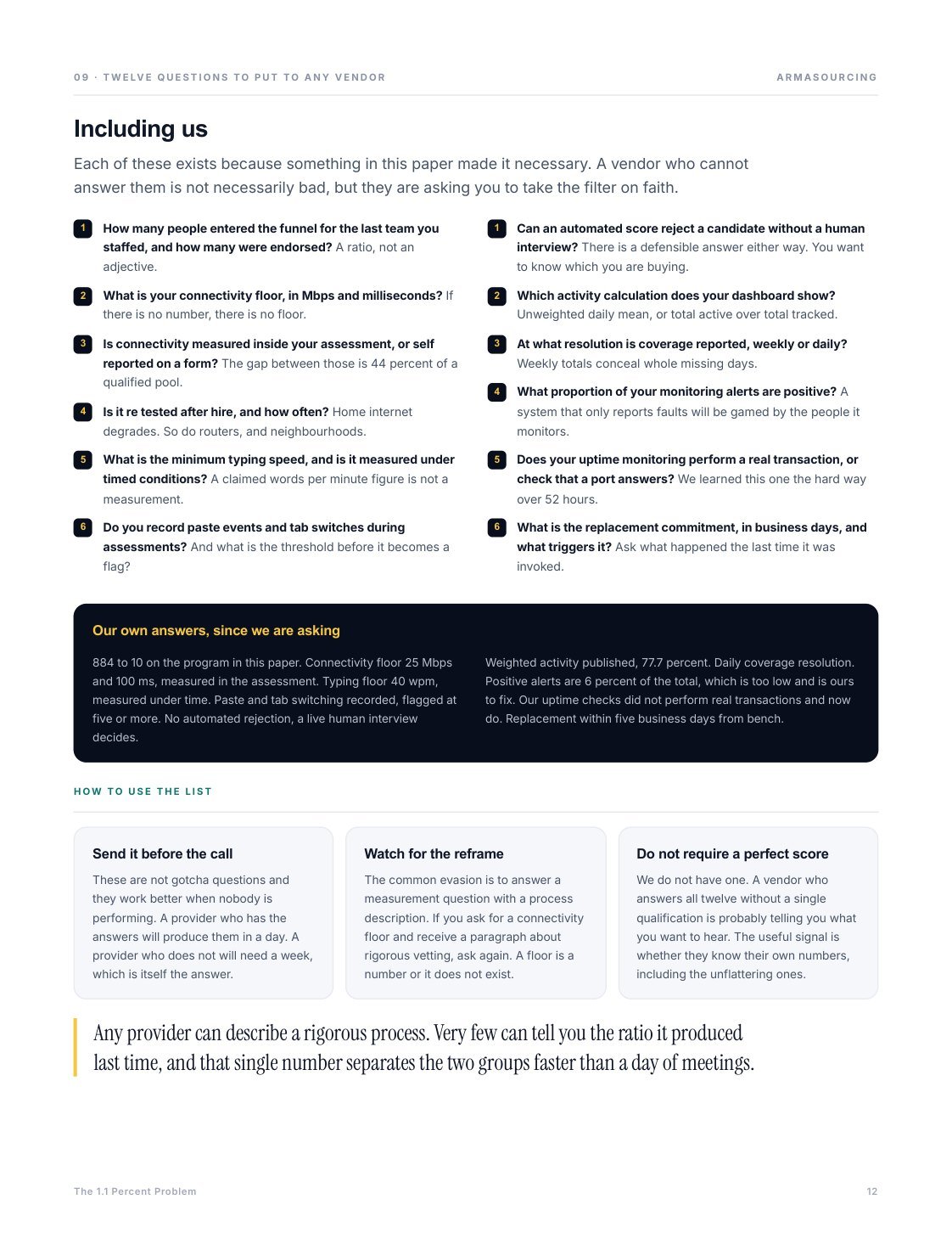 Twelve questions to ask a contact center outsourcing provider